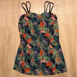 Alisha Levine Tropical Print Mesh Dress One Piece Swimsuit Womens Size 12
